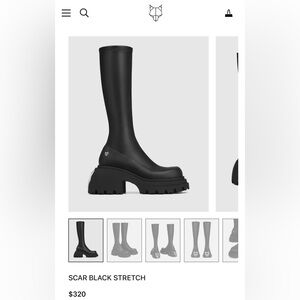 Naked Wolfe Black Stretch Knee-High Lug Platform Boot